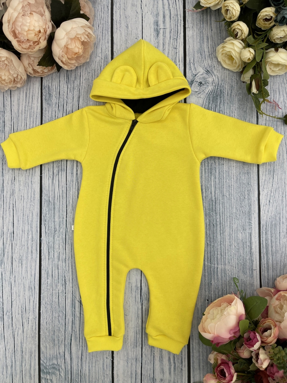 315-Ж. Комбинезон с капюшоном, хлопок 65%, 35% ПЭ, 3-х нитка без начеса + интерлок 62,68,74,80