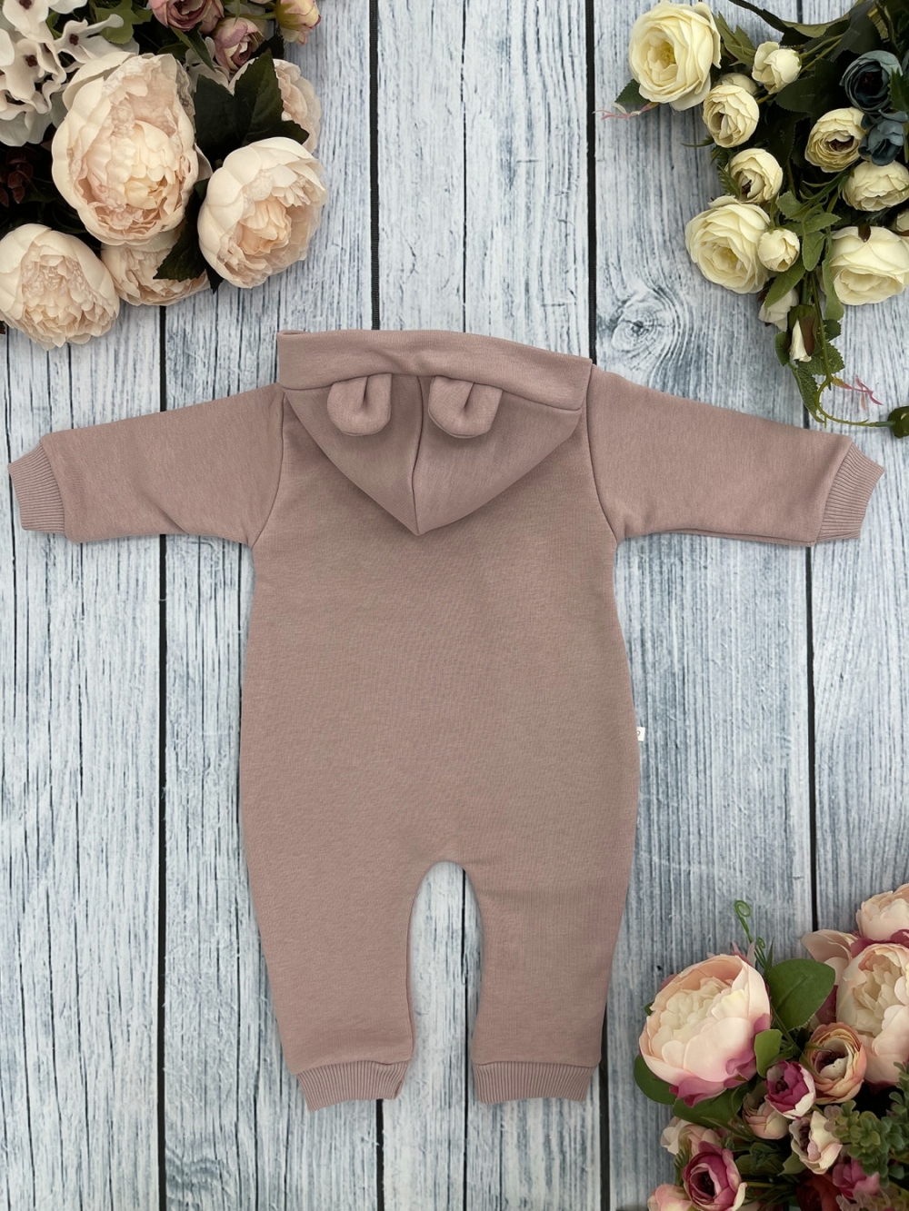 315-ПУ. Комбинезон с капюшоном, хлопок 65%, 35% ПЭ, 3-х нитка без начеса + интерлок 62,68,74,80