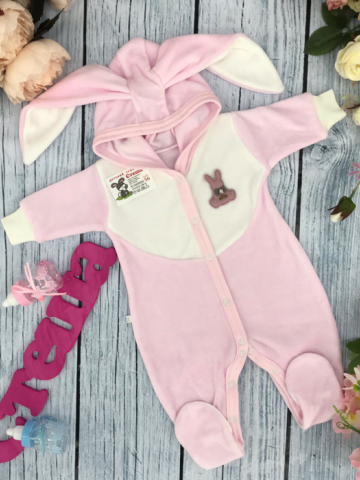 Купить оптом 212. Комбинезон с ушками, хлопок 80% велюр, 20%  ПЭ 62.68,74 в Дербенте