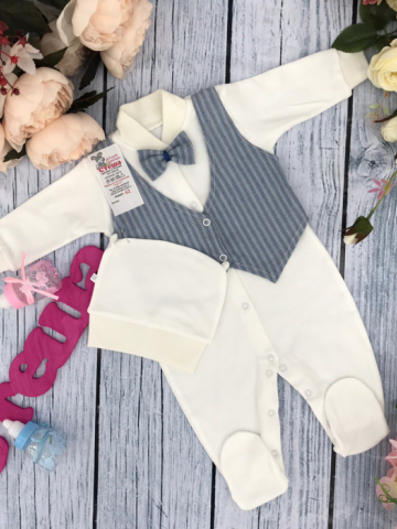 Купить оптом 224-Г. Комбинезон, хлопок 100% интерлок, "Жилет новый" голубая полоса в Дербенте