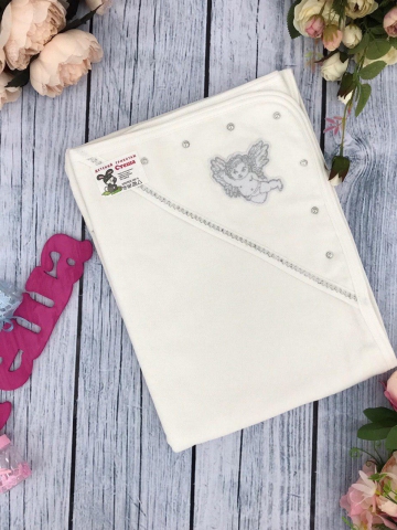 266-С. Крестильная пеленка, хлопок 100% Махра, Серебро