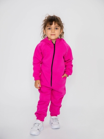 318-Ф. Комбинезон на молнии с капюшоном, фуксия, хлопок 65%, 35% ПЭ, 3 нитка толстовка (начёс) 86,92,98,104