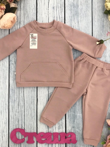 Купить оптом 312-ТП. Свитшот+ Штаны , хлопок 70%, 25% ПЭ, 5% лайкра, 2 нитка петля без начеса, тёмн. пудра 98,104,110,116 в Дербенте