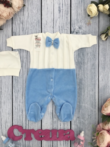 Купить оптом 302-Г. Комбинезон складки  хлопок 80% велюр, 20 % ПЭ, р 56,62 , голубой в Дербенте